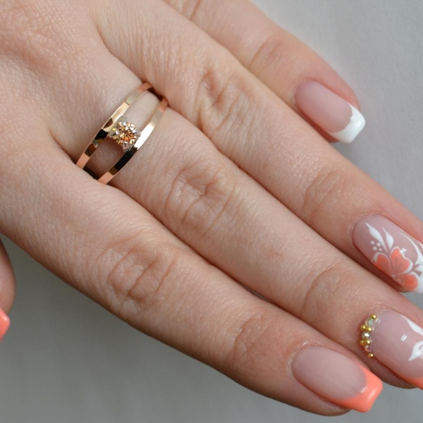 Срібна каблучка з пластинами із золота