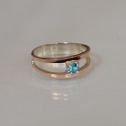 Срібна каблучка з пластинами із золота