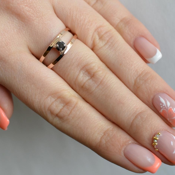 Срібна каблучка з пластинами із золота