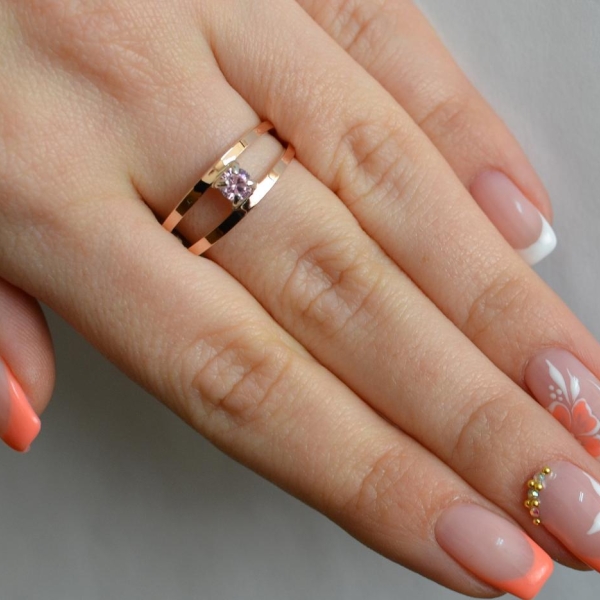 Срібна каблучка з пластинами із золота