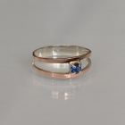 Срібна каблучка з пластинами із золота