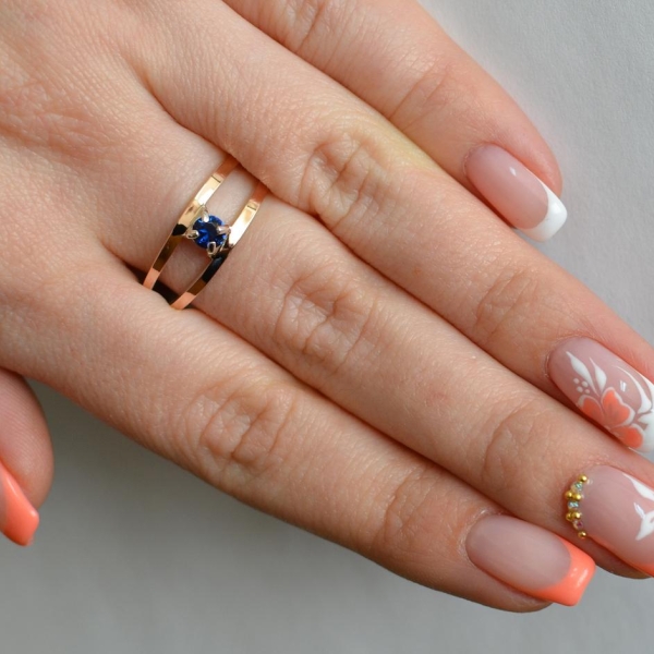 Срібна каблучка з пластинами із золота