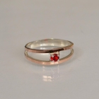 Срібна каблучка з пластинами із золота