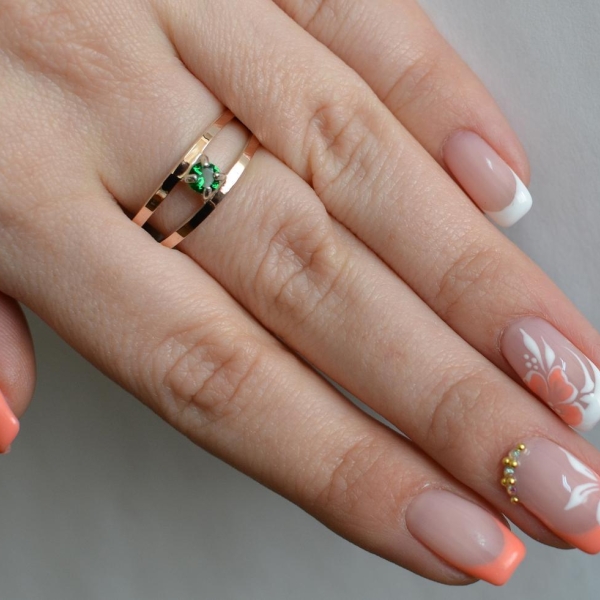 Срібна каблучка з пластинами із золота