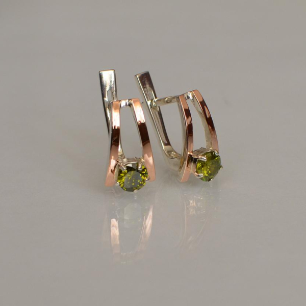 Срібні сережки з напайками із золота