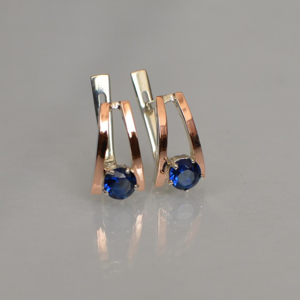 Срібні сережки з напайками із золота