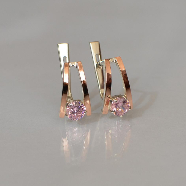 Срібні сережки з напайками із золота