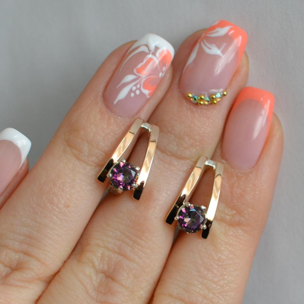 Срібні сережки з напайками із золота