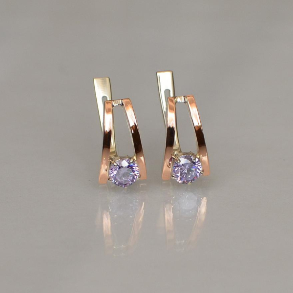 Срібні сережки з напайками із золота