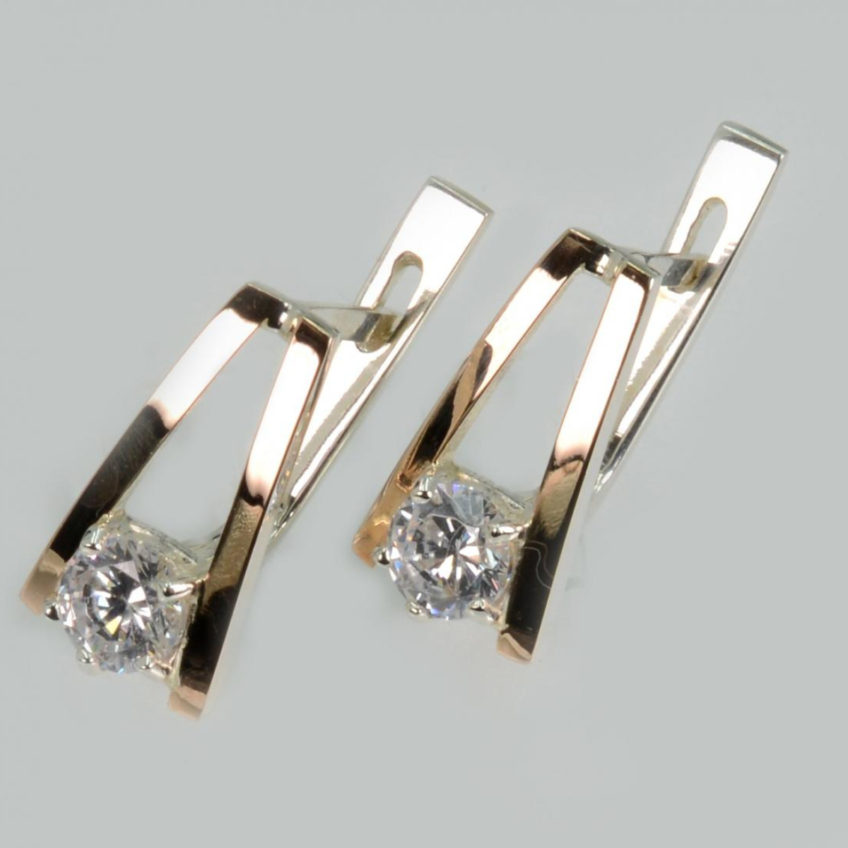 Срібні сережки з напайками із золота