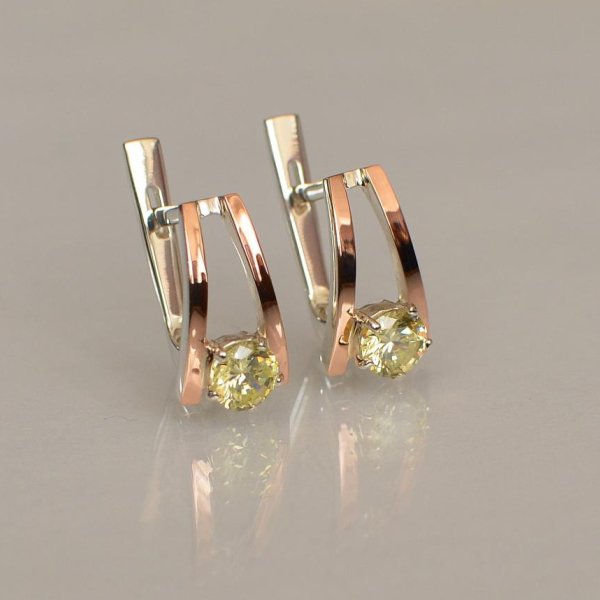 Срібні сережки з напайками із золота