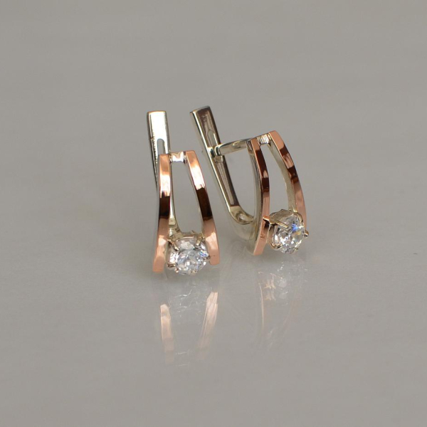 Срібні сережки з напайками із золота