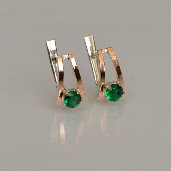 Срібні сережки з напайками із золота