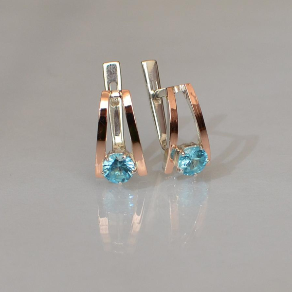 Срібні сережки з напайками із золота