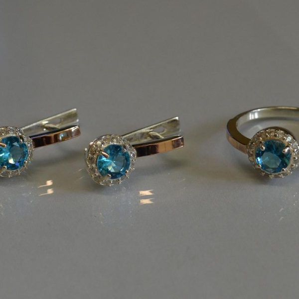 Срібний набір з золотими напайками