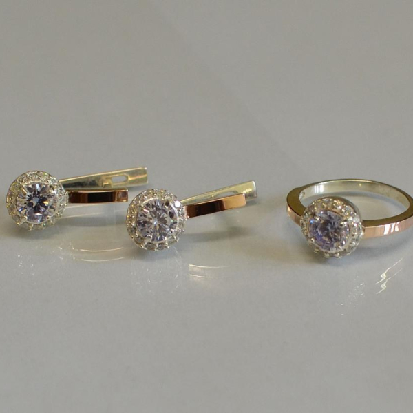 Срібний набір з золотими напайками