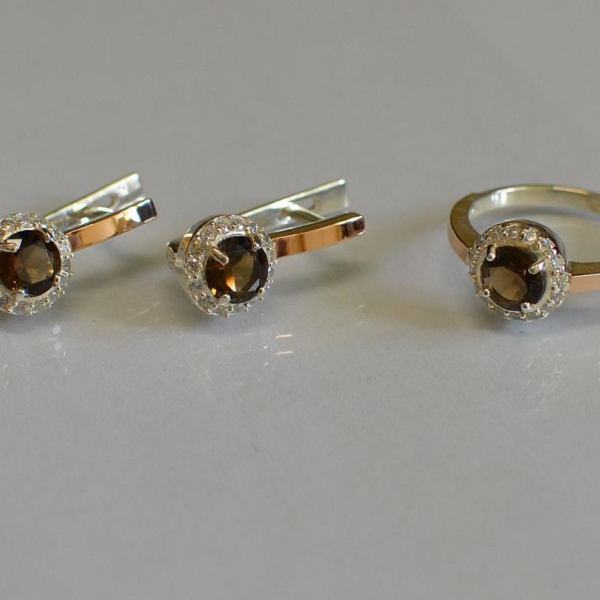 Срібний набір з золотими напайками