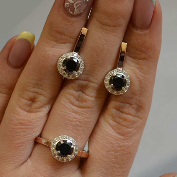 Срібний набір з золотими напайками