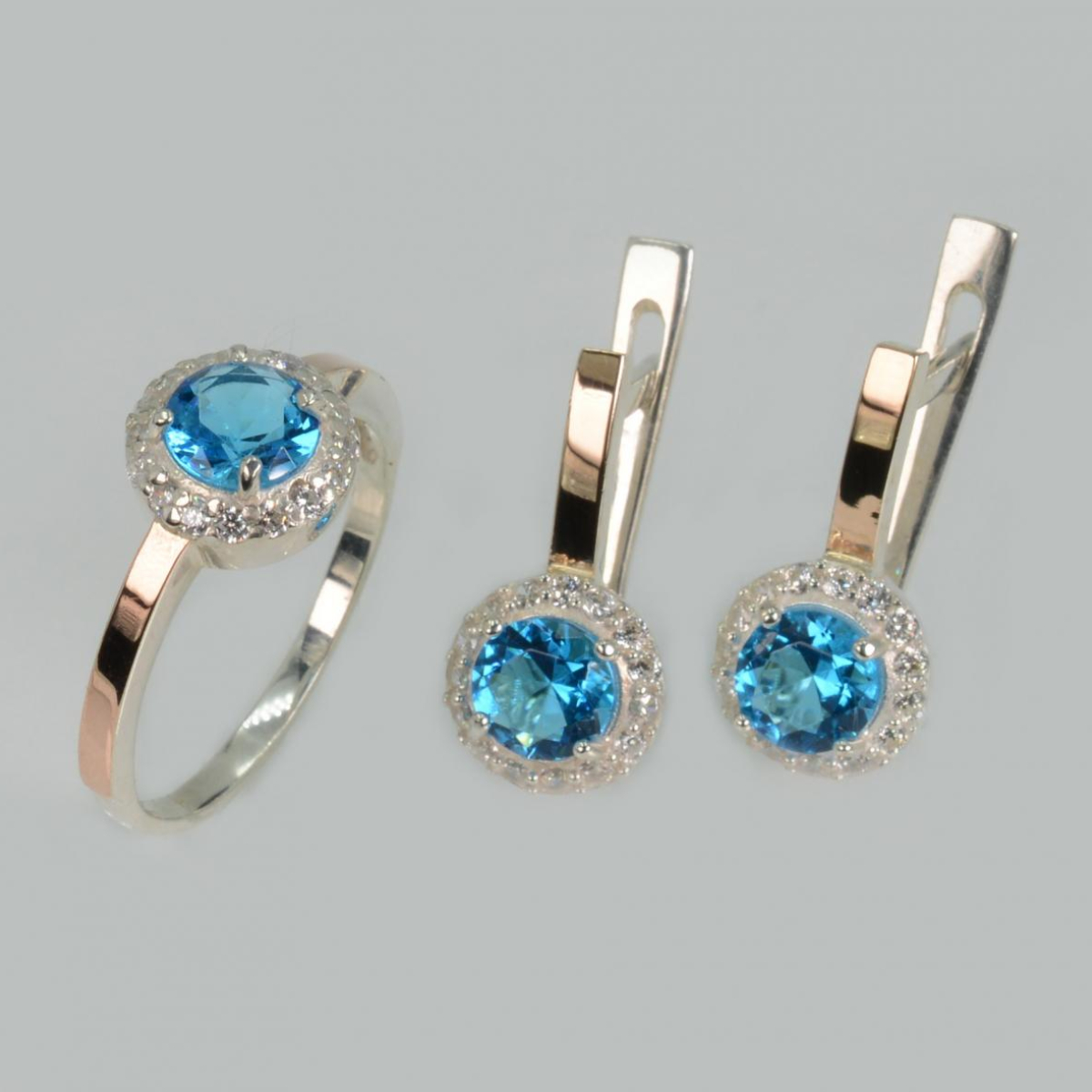 Срібний набір з золотими напайками