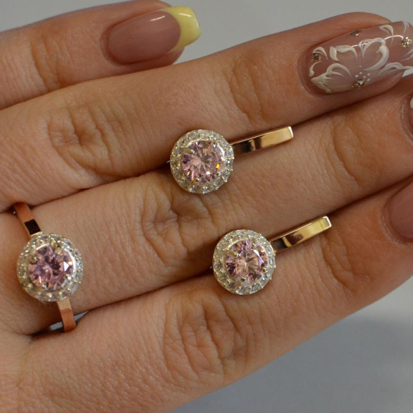 Срібний набір з золотими напайками