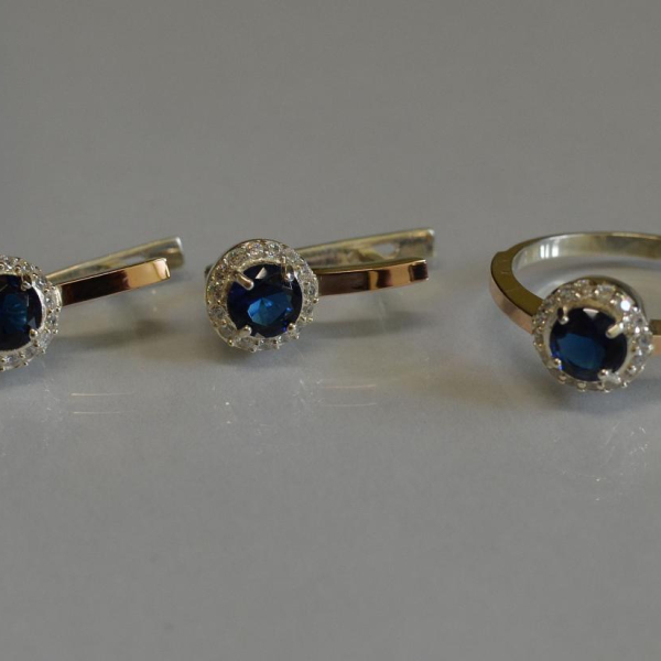 Срібний набір з золотими напайками