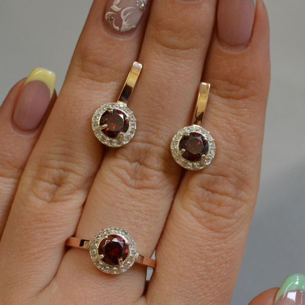 Срібний набір з золотими напайками