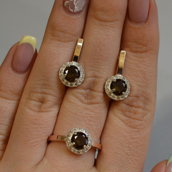 Срібний набір з золотими напайками