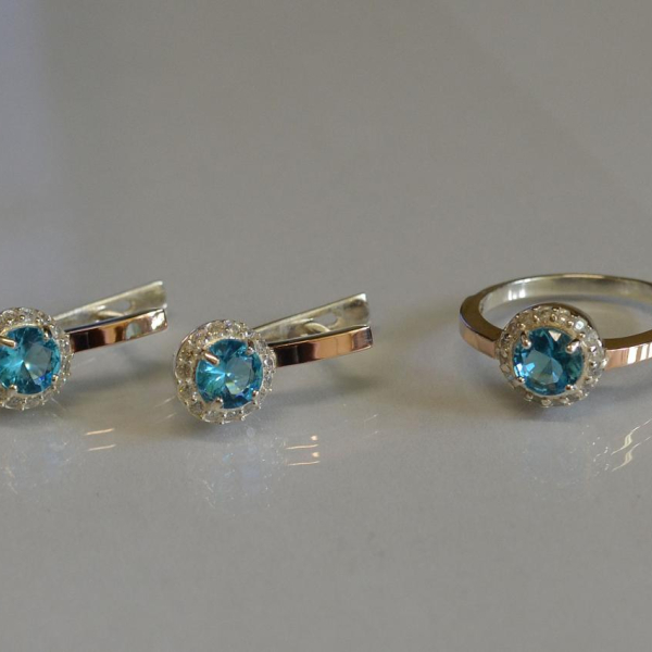 Срібний набір з золотими напайками