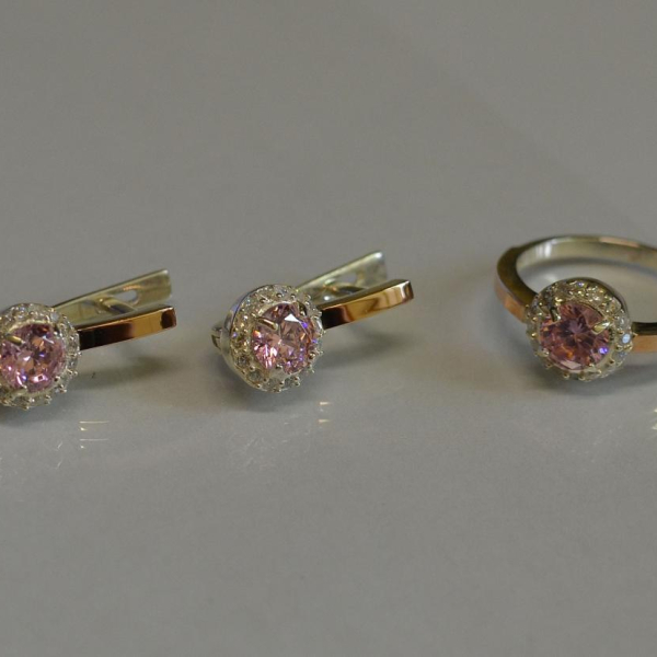 Срібний набір з золотими напайками