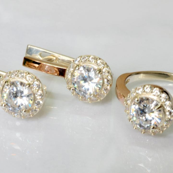 Срібний набір з золотими напайками