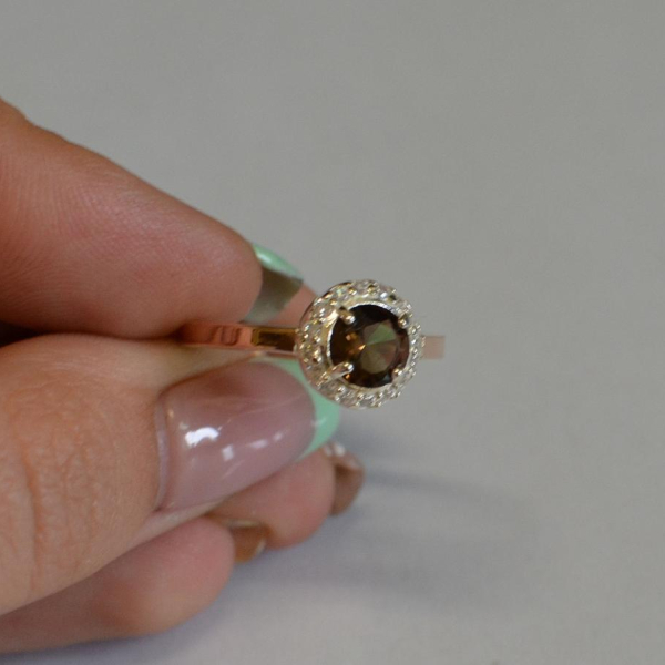 Серебряное кольцо с напайками из золота