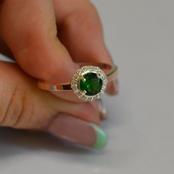 Серебряное кольцо с напайками из золота