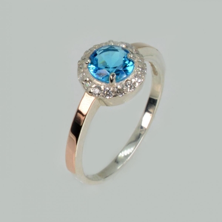 Срібна каблучка  с напайками из золота