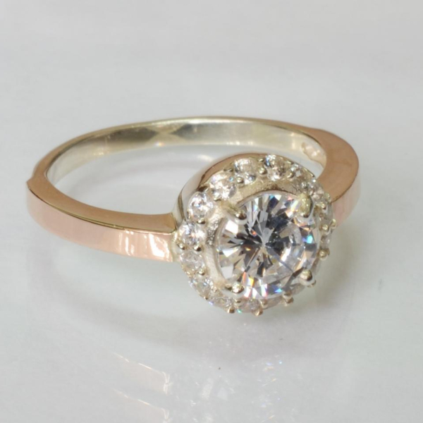 Серебряное кольцо с напайками из золота