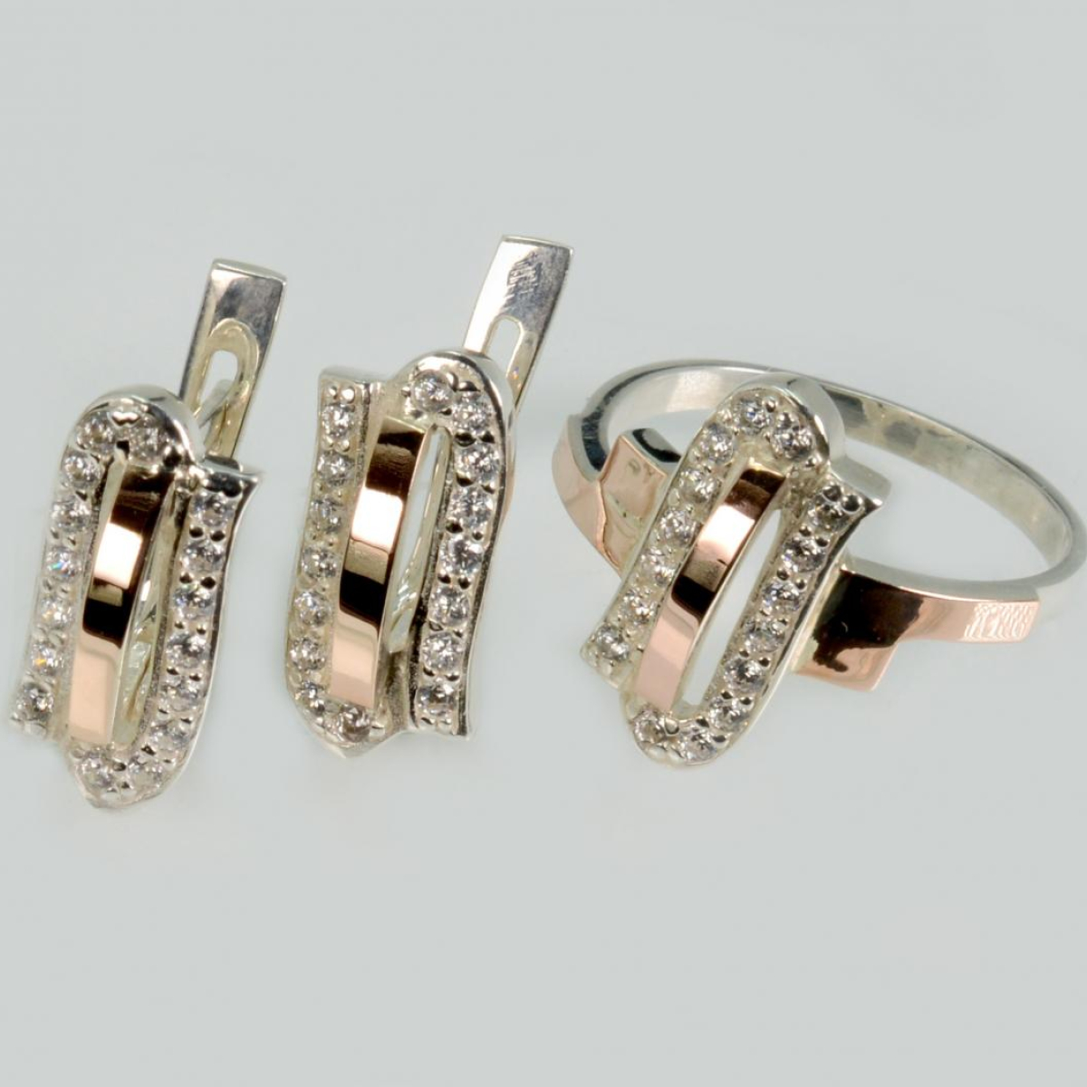 Срібний набір зі вставками з золота