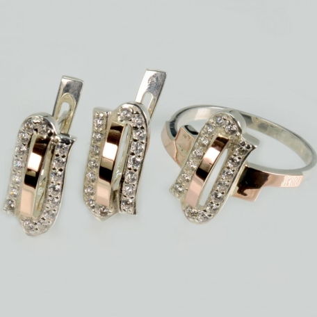 Срібний комплект з золотими вставками