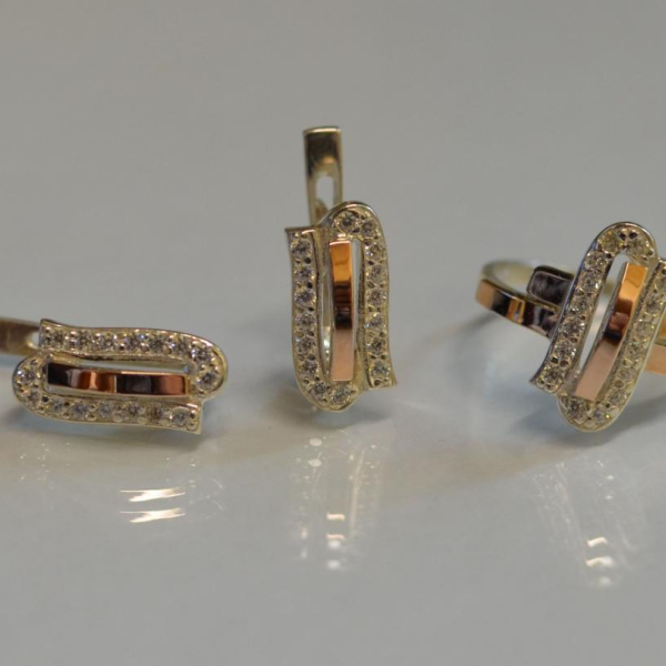 Срібний набір зі вставками з золота