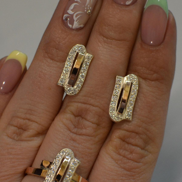 Срібний набір зі вставками з золота