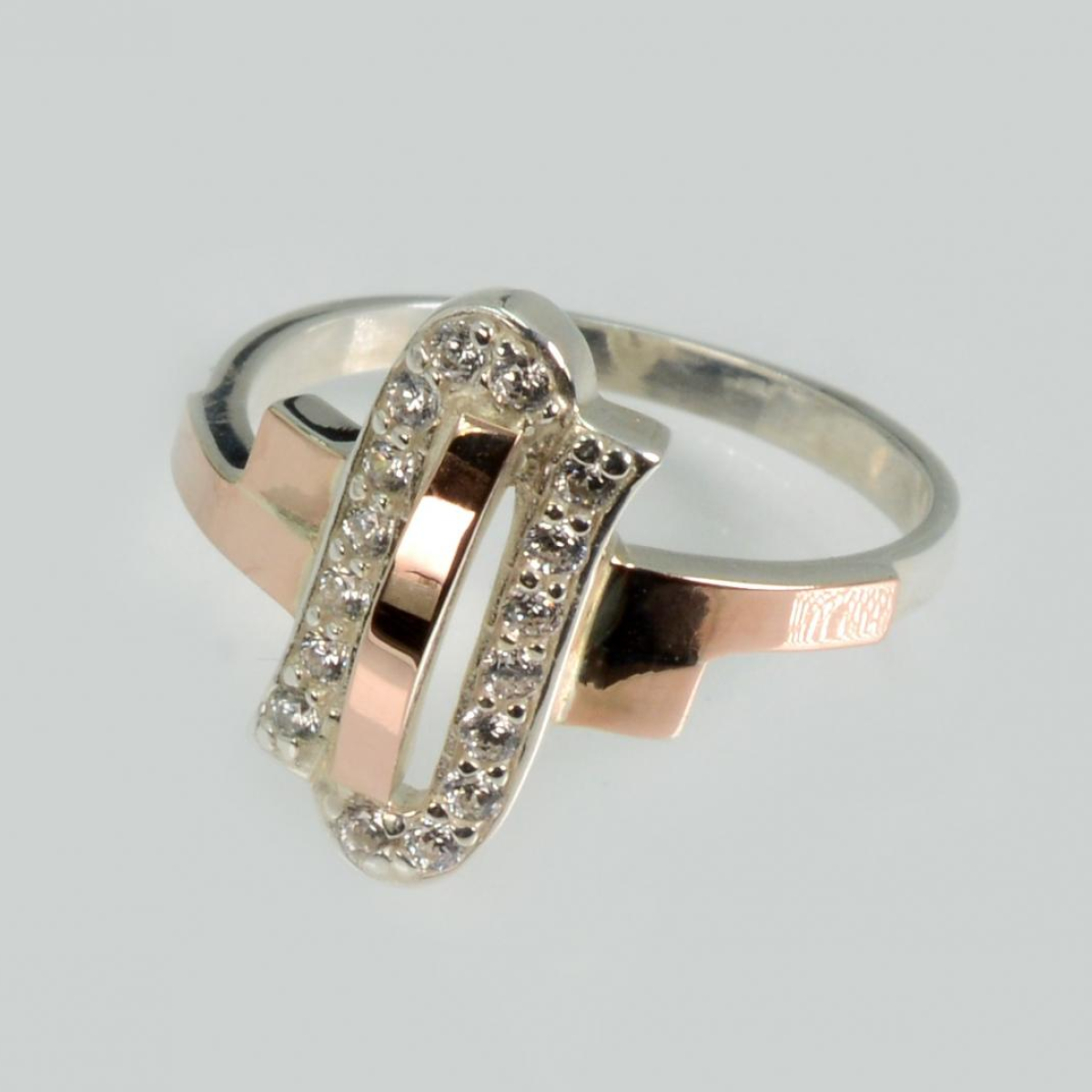 Срібна каблучка  зі вставками з золота