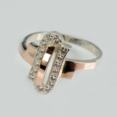 Срібна каблучка  зі вставками з золота