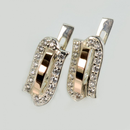 Срібні сережки з золотими накладками