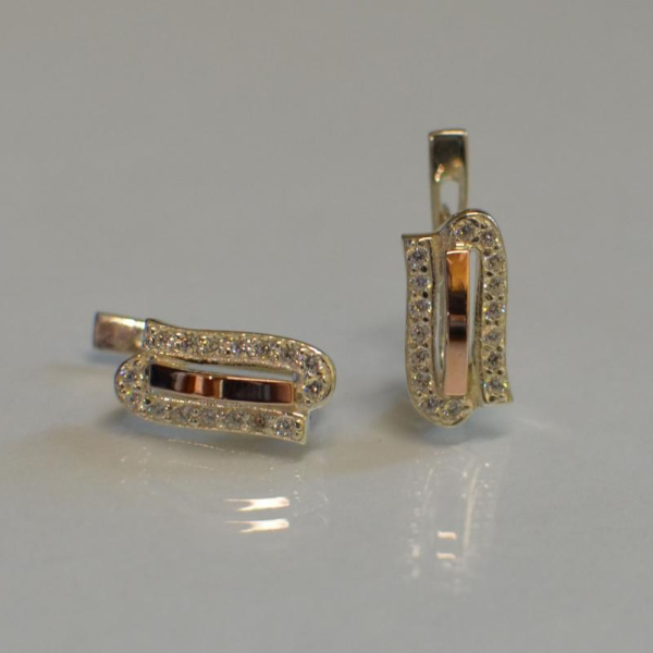 Серебряные серьги с золотыми накладками