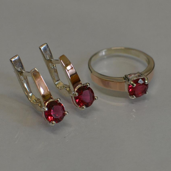 Срібний набір з напайками з золота