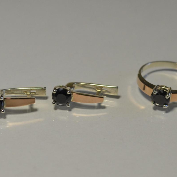 Срібний набір з напайками з золота