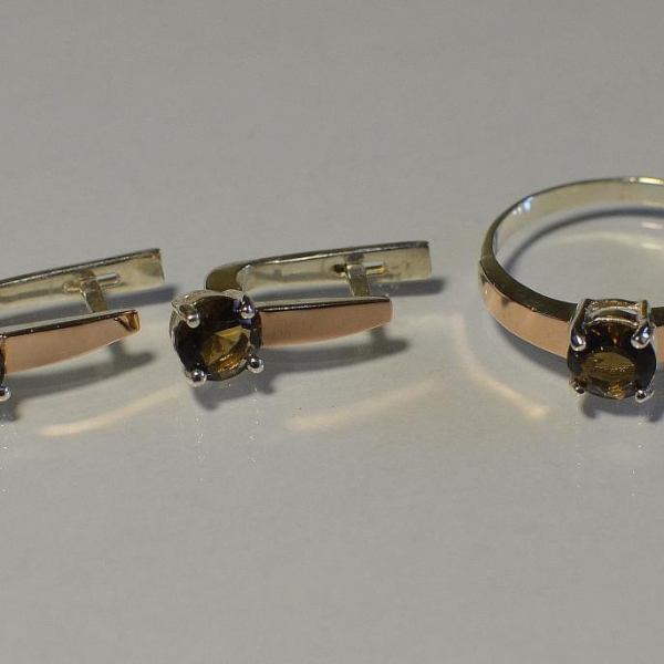 Срібний набір з напайками з золота