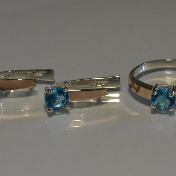 Срібний набір з напайками з золота