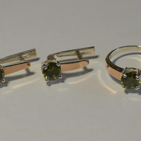 Срібний набір з напайками з золота