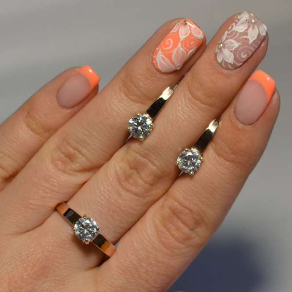 Срібний набір з напайками з золота