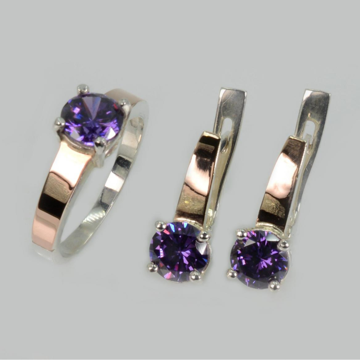 Срібний набір з напайками з золота