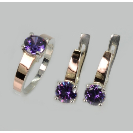 Серебряный набор с напайками из золота